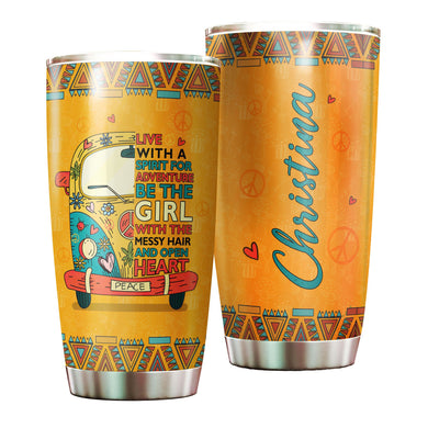 Camellia Personalized Be The Girl With Messy Hair And Open Heart Stainless Steel Tumbler-Vacuum Sealed Travel Therma Cup With Lid