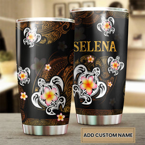 Camellia Personalized Hawaii Turtle Stainless Steel Tumbler - Customized Double-Walled Insulation Travel Thermal Cup With Lid