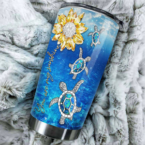 Camellia Personalized Crystal Sunflower Turtle You Are My Sunshine Stainless Steel Tumbler - Customized Double-Walled Insulation Travel Thermal Cup With Lid Gift For Soulmate Lover Kid