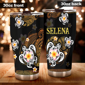 Camellia Personalized Hawaii Turtle Stainless Steel Tumbler - Customized Double-Walled Insulation Travel Thermal Cup With Lid