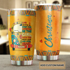 Camellia Personalized Be The Girl With Messy Hair And Open Heart Stainless Steel Tumbler-Vacuum Sealed Travel Therma Cup With Lid