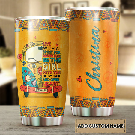 Camellia Personalized Be The Girl With Messy Hair And Open Heart Stainless Steel Tumbler-Vacuum Sealed Travel Therma Cup With Lid