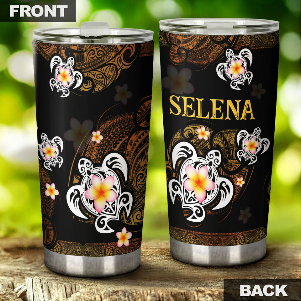 Camellia Personalized Hawaii Turtle Stainless Steel Tumbler - Customized Double-Walled Insulation Travel Thermal Cup With Lid