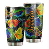 Camellia Personalized  Rainbow Neon Butterfly Stainless Steel Tumbler - Double-Walled Insulation Vacumm Flask - For Thanksgiving, Memorial Day, Christians, Christmas Gift