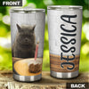 Camellia Personalized British Shorthair Cat Birthday Stainless Steel Tumbler - Double-Walled Insulation Vacumm Flask - Gift For Bristish Shorthair Lovers, International Cat Day