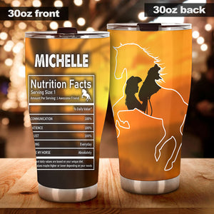 Camellia Personalized Horse Cowgirl Facts Stainless Steel Tumbler - Double-Walled Insulation Vacumm Flask - Gift For Horse Lovers, Cowgirls, Cowboys, Perfect Christmas, Thanksgiving Gift