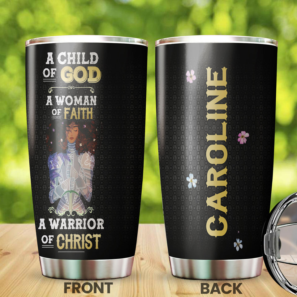 Camellia Personalized Black Women Faith Stainless Steel Tumbler - Double-Walled Insulation Vacumm Flask - Gift For Black Queen, International Women's Day, Hippie Girls 03