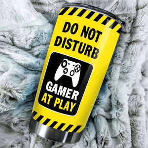 Camellia Personalized Gamer At Play Do Not Disturb Stainless Steel Tumbler-Thermal Flask Travel Therma Cup With Lid Gift For Game Player