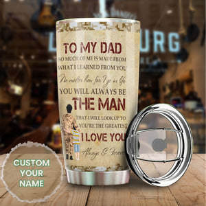 Camellia Personalized Letter From Marine Corps To Dad Stainless Steel Tumbler-Sweat-Proof Double Wall Travel Cup With Lid