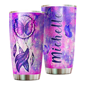 Camellia Personalized Butterfly Dreamcatcher Stainless Steel Tumbler - Double-Walled Insulation Vacumm Flask - For Thanksgiving, Memorial Day, Christians, Christmas Gift