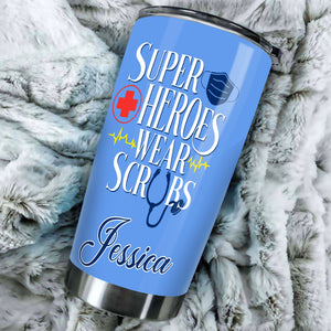 Camellia Personalized Nurse Hero Uniform Stainless Steel Tumbler - Double-Walled Insulation Vacumm Flask - Gift For Nurse, Christmas Gift, International Nurses Day
