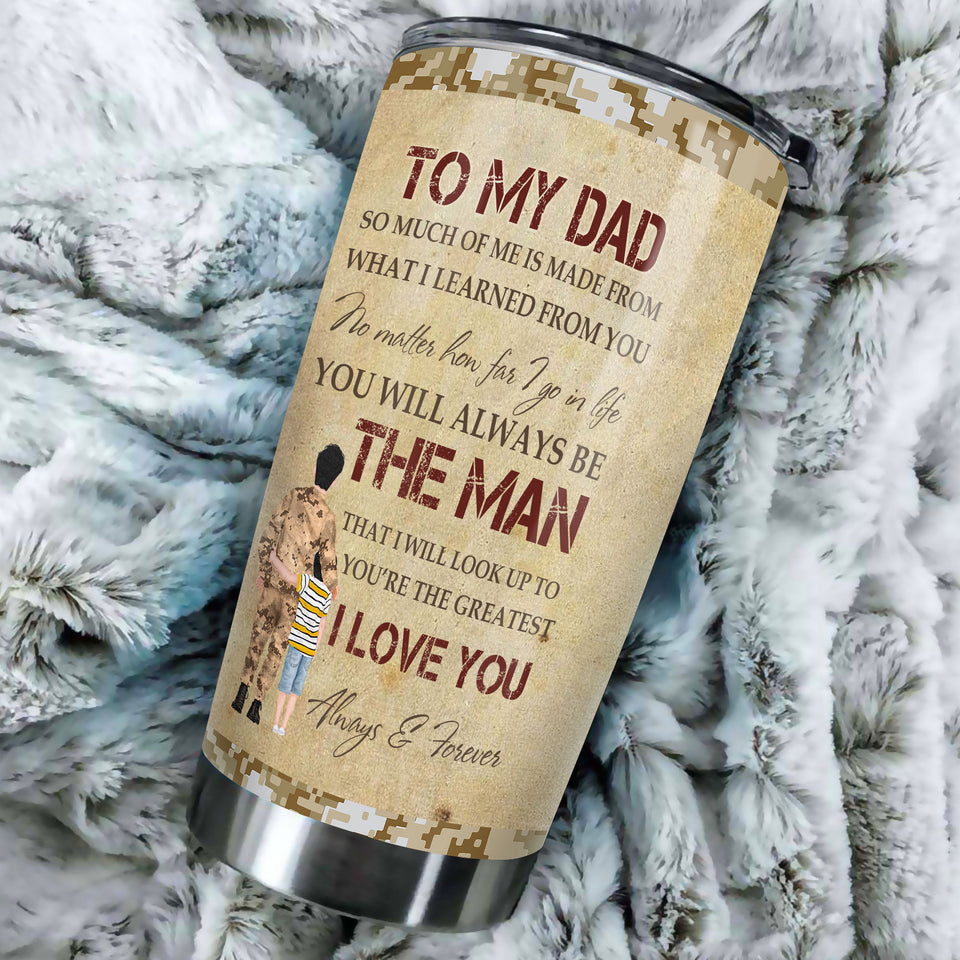 Camellia Personalized Letter From Marine Corps To Dad Stainless Steel Tumbler-Sweat-Proof Double Wall Travel Cup With Lid