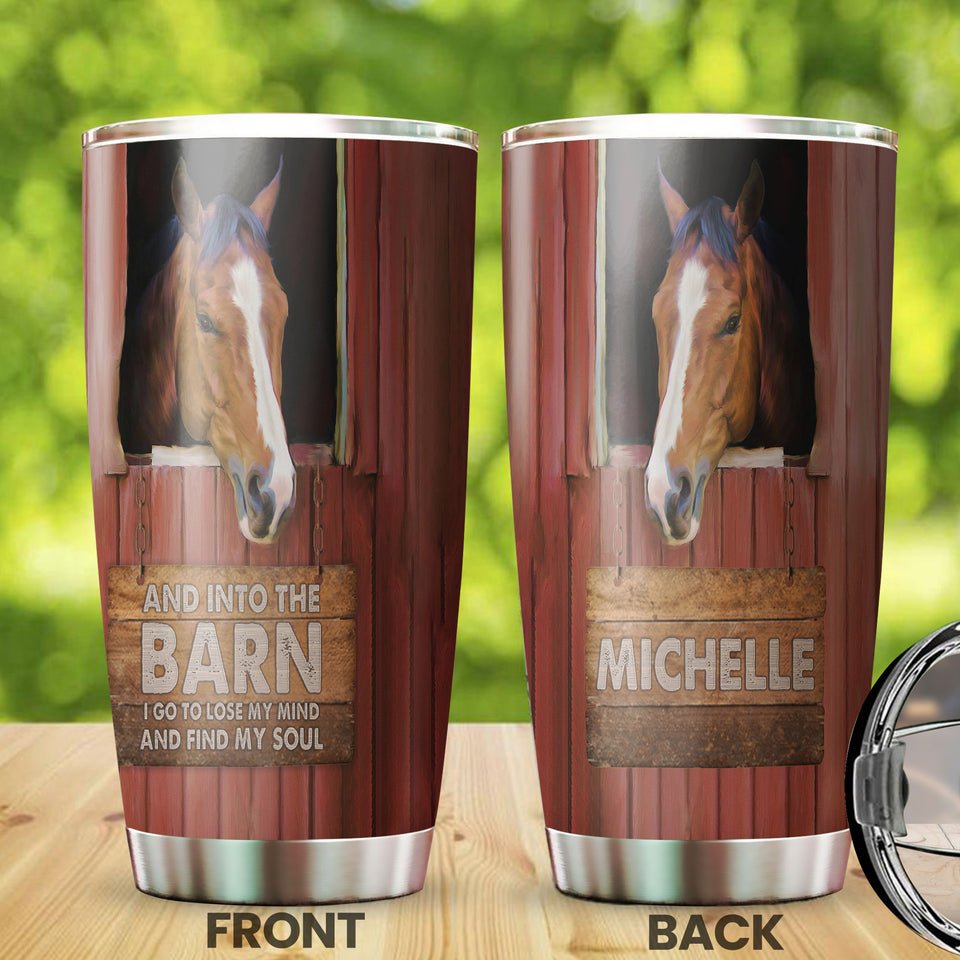 Camellia Personalized Horse Find My Soul Stainless Steel Tumbler - Double-Walled Insulation Vacumm Flask - Gift For Horse Lovers, Cowgirls, Cowboys, Perfect Christmas, Thanksgiving Gift