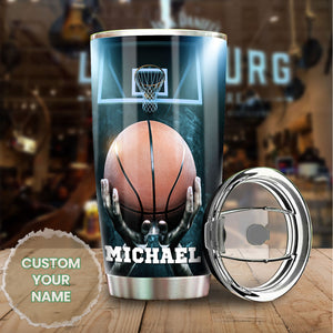 Camellia Persionalized Basketball Backboard Is Calling And I Must Go Stainless Steel Tumbler - Customized Double - Walled Insulation Travel Thermal Cup With Lid Gift For Basketball Player
