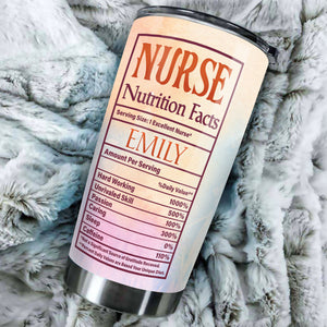 Camellia Personalized Black Nurse Nutritions Facts Stainless Steel Tumbler - Double-Walled Insulation Vacumm Flask - Gift For Nurse, Christmas Gift, International Nurses Day