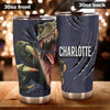 Camellia Personalized 3D Angry Dinosaur Stainless Steel Tumbler - Customized Double-Walled Insulation Travel Thermal Cup With Lid Gift For Dinosaur Lover