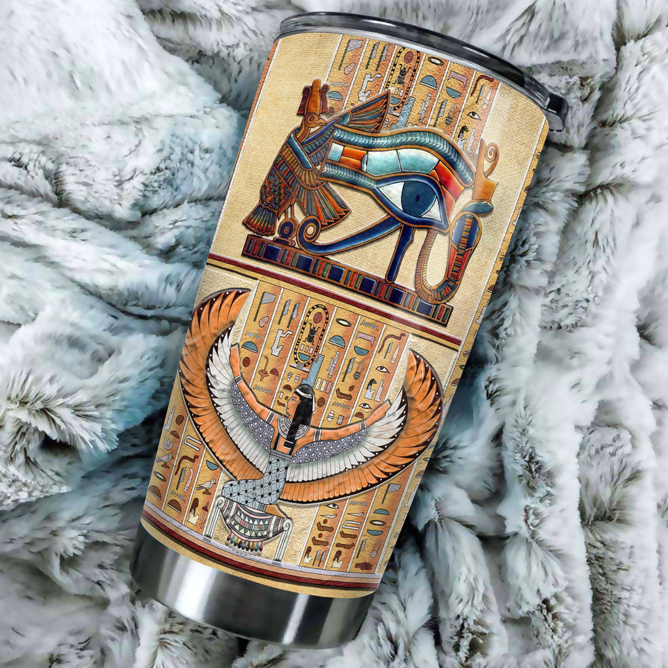 Camellia Personalized Ancient Egyptian Amentet Stainless Steel Tumbler - Double-Walled Insulation Vacumm Flask - Gift For Ancient Egypt Culture Lovers