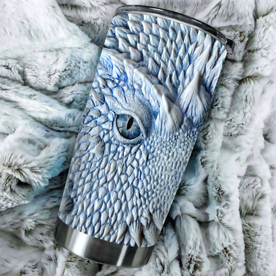 Camellia Personalized 3D Eye Dragon Stainless Steel Tumbler - Customized Double-Walled Insulation Travel Thermal Cup With Lid Gift For Dragon Lover