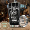 Camellia Persionalized Never Mess With A Bear Or A Beard Stainless Steel Tumbler - Customized Double - Walled Insulation Travel Thermal Cup With Lid