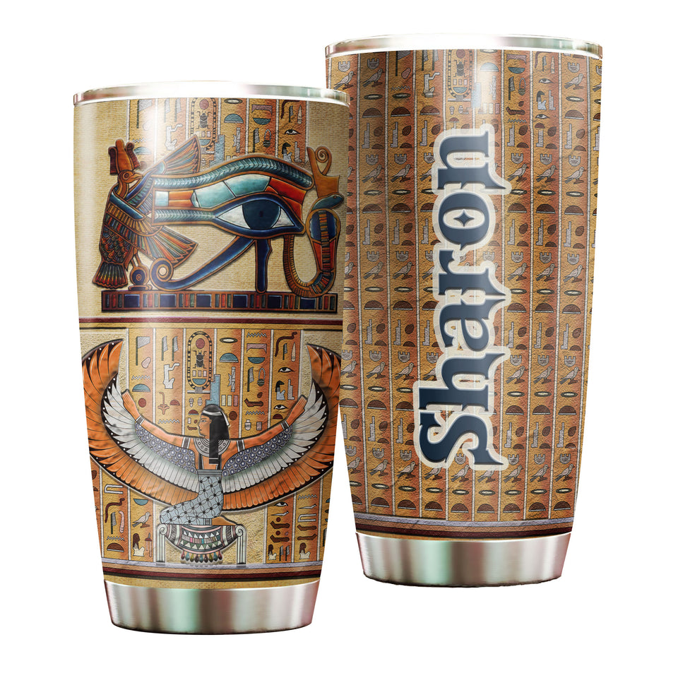 Camellia Personalized Ancient Egyptian Amentet Stainless Steel Tumbler - Double-Walled Insulation Vacumm Flask - Gift For Ancient Egypt Culture Lovers