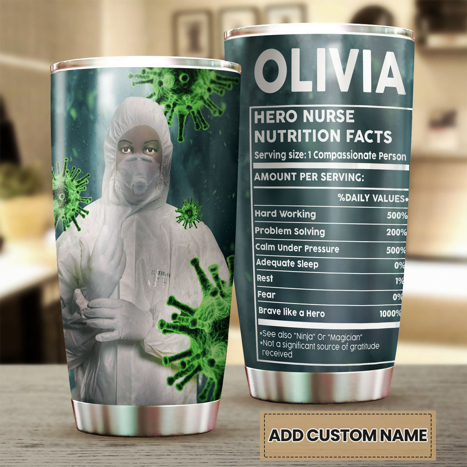 Camellia Personalized Nurse Nutrition Facts Stainless Steel Tumbler - Double-Walled Insulation Vacumm Flask - Gift For Nurse, Christmas Gift, International Nurses Day