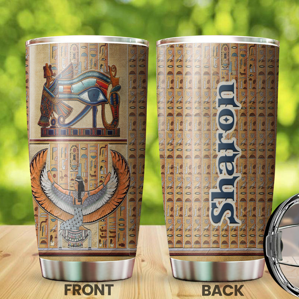 Camellia Personalized Ancient Egyptian Amentet Stainless Steel Tumbler - Double-Walled Insulation Vacumm Flask - Gift For Ancient Egypt Culture Lovers