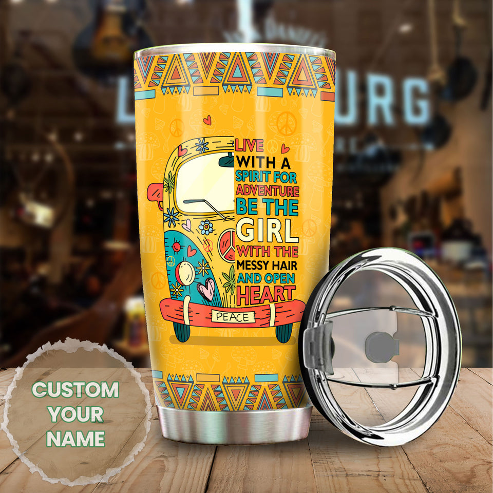 Camellia Personalized Be The Girl With Messy Hair And Open Heart Stainless Steel Tumbler-Vacuum Sealed Travel Therma Cup With Lid