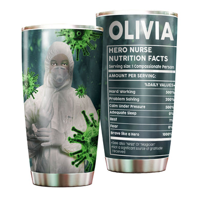 Camellia Personalized Nurse Nutrition Facts Stainless Steel Tumbler - Double-Walled Insulation Vacumm Flask - Gift For Nurse, Christmas Gift, International Nurses Day