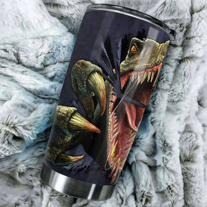 Camellia Personalized 3D Angry Dinosaur Stainless Steel Tumbler - Customized Double-Walled Insulation Travel Thermal Cup With Lid Gift For Dinosaur Lover