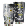 Camellia Personalized White Flower Butterfly A Piece Of My Heart Lives In Heaven Stainless Steel Tumbler - Customized Double-Walled Insulation Travel Thermal Cup With Lid