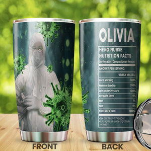 Camellia Personalized Nurse Nutrition Facts Stainless Steel Tumbler - Double-Walled Insulation Vacumm Flask - Gift For Nurse, Christmas Gift, International Nurses Day