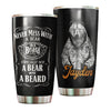 Camellia Persionalized Never Mess With A Bear Or A Beard Stainless Steel Tumbler - Customized Double - Walled Insulation Travel Thermal Cup With Lid