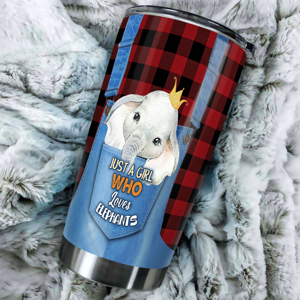 Camellia Personalized Just A Girl Who Loves Elephants Stainless Steel Tumbler-Double-Walled Insulated Gift For Elephant Lover Animal Lover