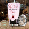 Camellia Persionalized 3D Girl Cat And Wine Make Everything Fine Stainless Steel Tumbler - Customized Double - Walled Insulation Travel Thermal Cup With Lid Gift For Wine Lover Cat Lover
