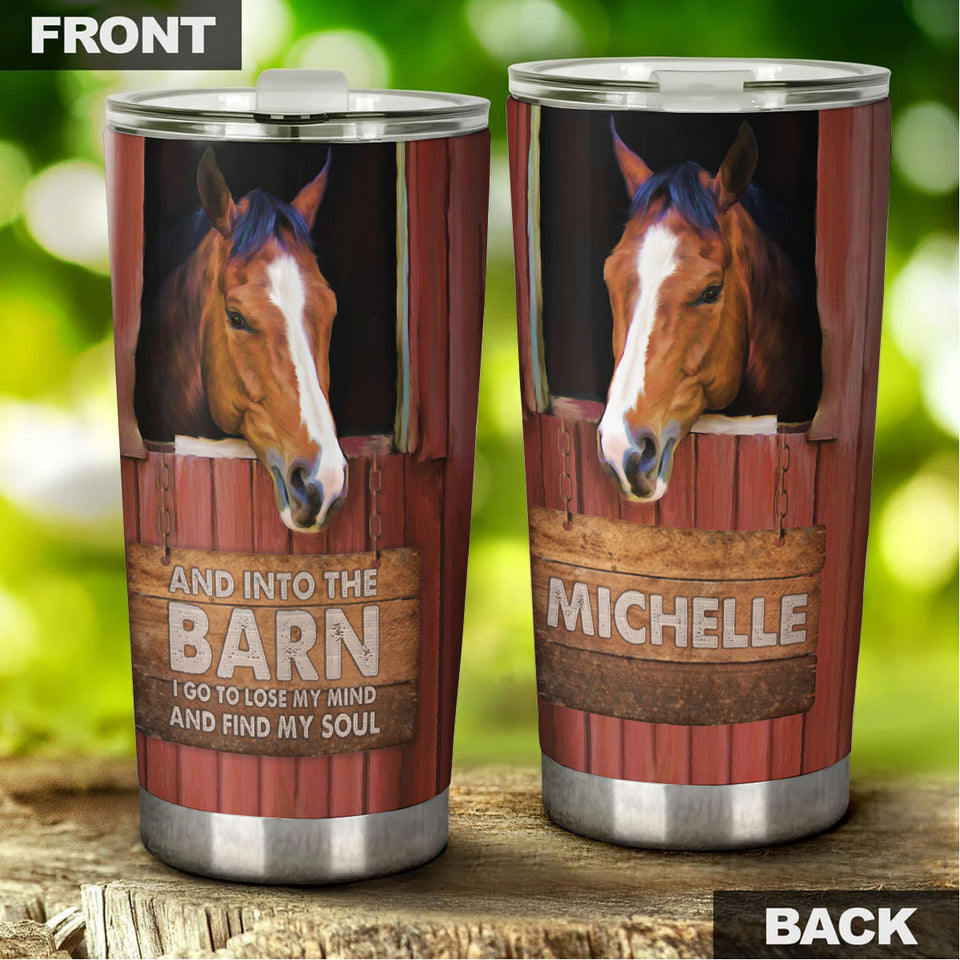 Camellia Personalized Horse Find My Soul Stainless Steel Tumbler - Double-Walled Insulation Vacumm Flask - Gift For Horse Lovers, Cowgirls, Cowboys, Perfect Christmas, Thanksgiving Gift