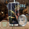 Camellia Personalized 3D Angry Dinosaur Stainless Steel Tumbler - Customized Double-Walled Insulation Travel Thermal Cup With Lid Gift For Dinosaur Lover