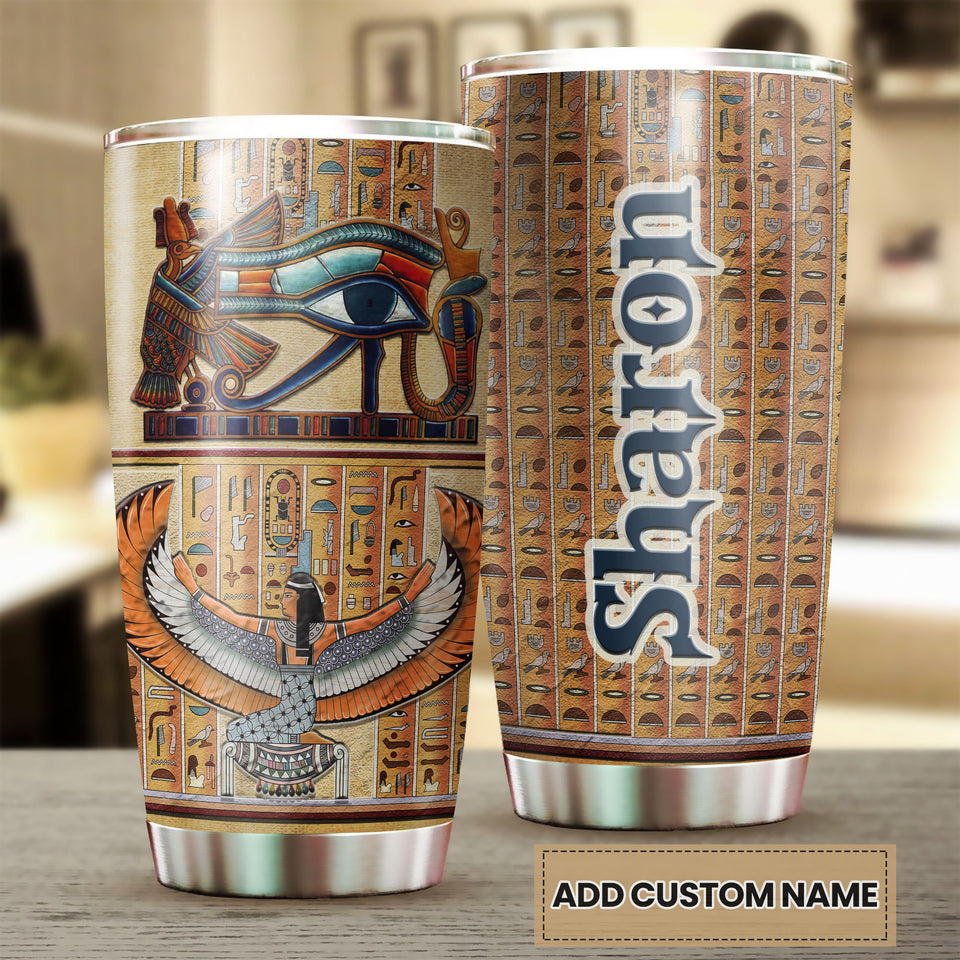 Camellia Personalized Ancient Egyptian Amentet Stainless Steel Tumbler - Double-Walled Insulation Vacumm Flask - Gift For Ancient Egypt Culture Lovers