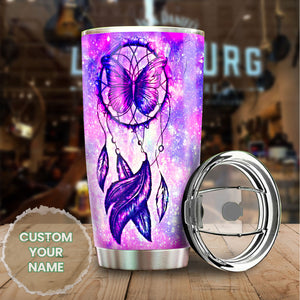 Camellia Personalized Butterfly Dreamcatcher Stainless Steel Tumbler - Double-Walled Insulation Vacumm Flask - For Thanksgiving, Memorial Day, Christians, Christmas Gift