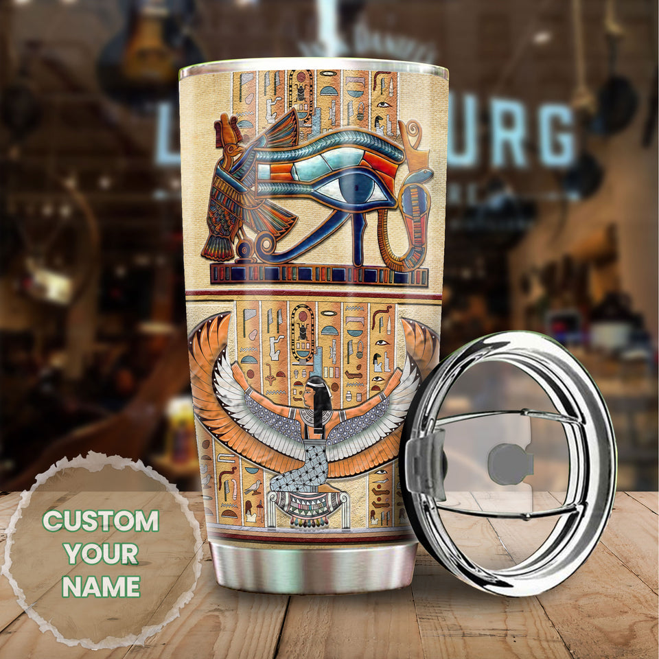 Camellia Personalized Ancient Egyptian Amentet Stainless Steel Tumbler - Double-Walled Insulation Vacumm Flask - Gift For Ancient Egypt Culture Lovers