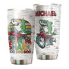 Camellia Personalized Funny Grandpa Shark Rider Doo Doo Doo Stainless Steel Tumbler - Customized Double-Walled Insulation Travel Thermal Cup With Lid