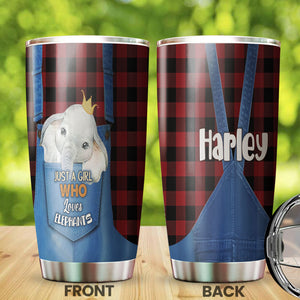 Camellia Personalized Just A Girl Who Loves Elephants Stainless Steel Tumbler-Double-Walled Insulated Gift For Elephant Lover Animal Lover