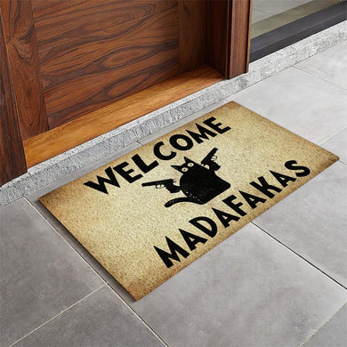 Crazy Cat Welcome Madafakas Door Mat Inside Rug Floor Outdoor Mats Decorations 07359