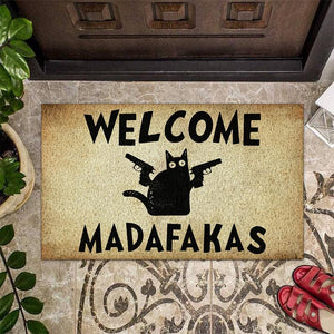 Crazy Cat Welcome Madafakas Door Mat Inside Rug Floor Outdoor Mats Decorations 07359