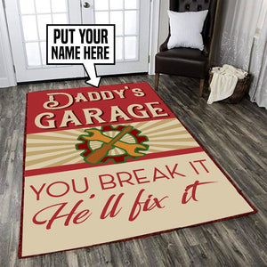 Personalized Daddy's Garage You Break It He'll Fix It Rug 05295