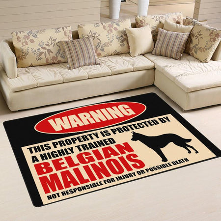 This Property Is Protected By A Highly Trained Belgian Malinois Not Responsible For Injuryor Possible Death Rug 05377