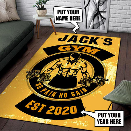 Personalized Gym No Pain No Gain Rug 06643