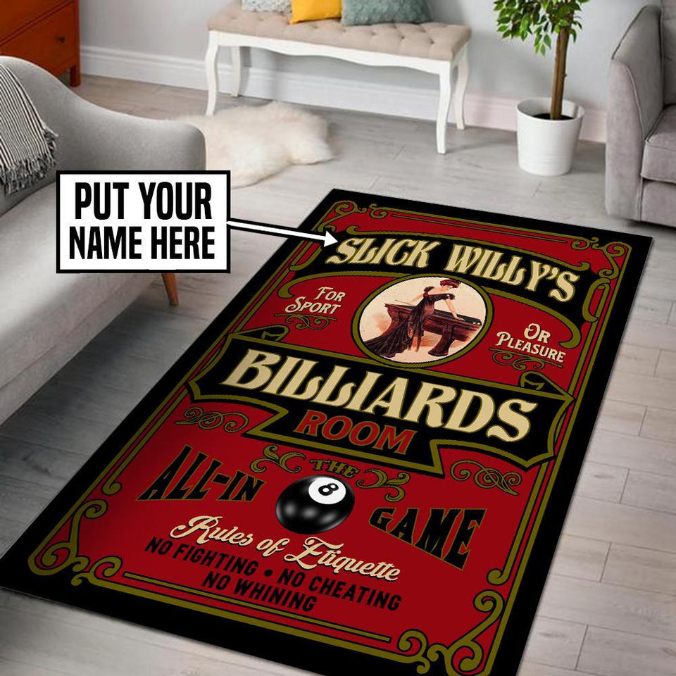 Personalized Billiards Pool Room Rug 05980