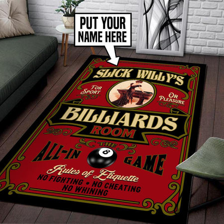 Personalized Billiards Pool Room Rug 05980