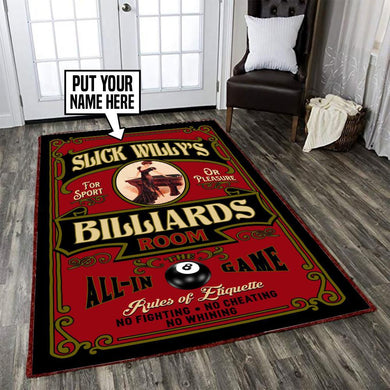 Personalized Billiards Pool Room Rug 05980