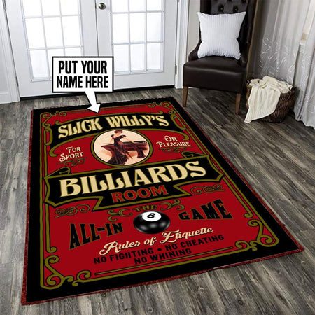 Personalized Billiards Pool Room Rug 05980